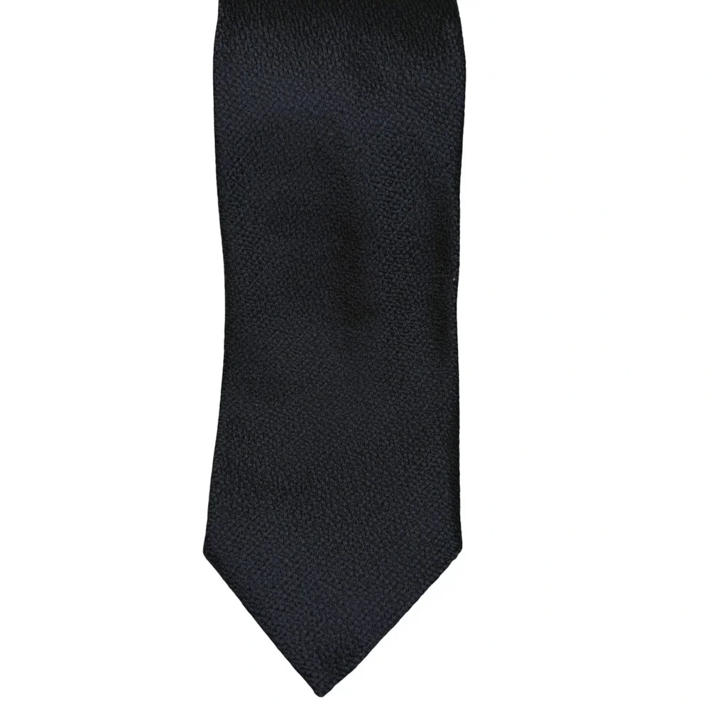 Ermenegildo Zegna Tie Mens Navy Blue Textured Silk Italy Luxury Formal Necktie